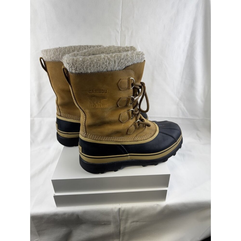 Sorel Caribou Winter Boot Man's 11 Black & Tan Waterproof - Picture 4 of 8